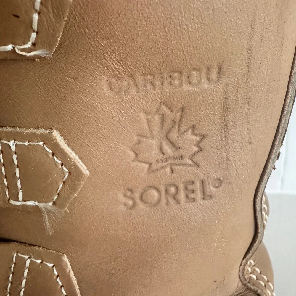 Sorel Caribou Winter Boots Women 6 Tan Waterproof Leather Shearling Fleece READ